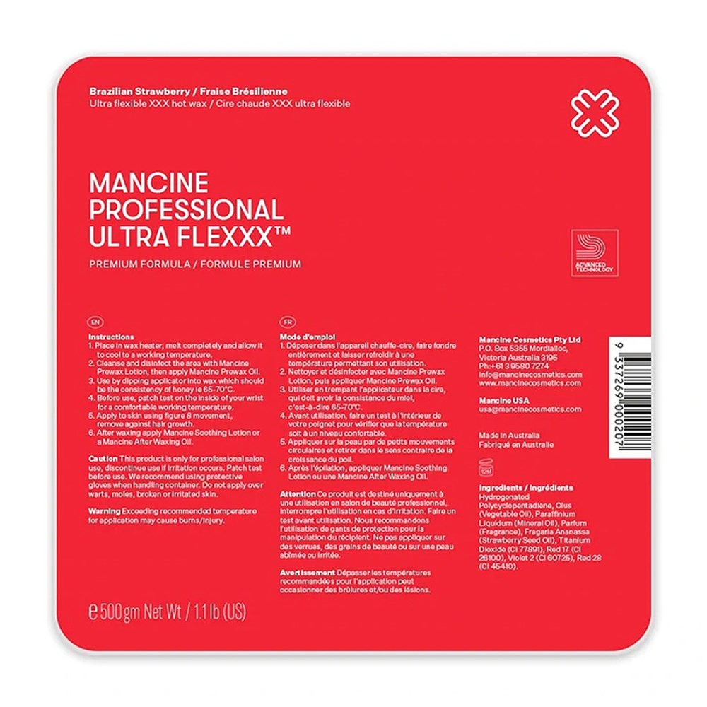 Mancine Ultra Flexxx Brazilian Strawberry 24x500gm Hot Wax Bulk Buy 